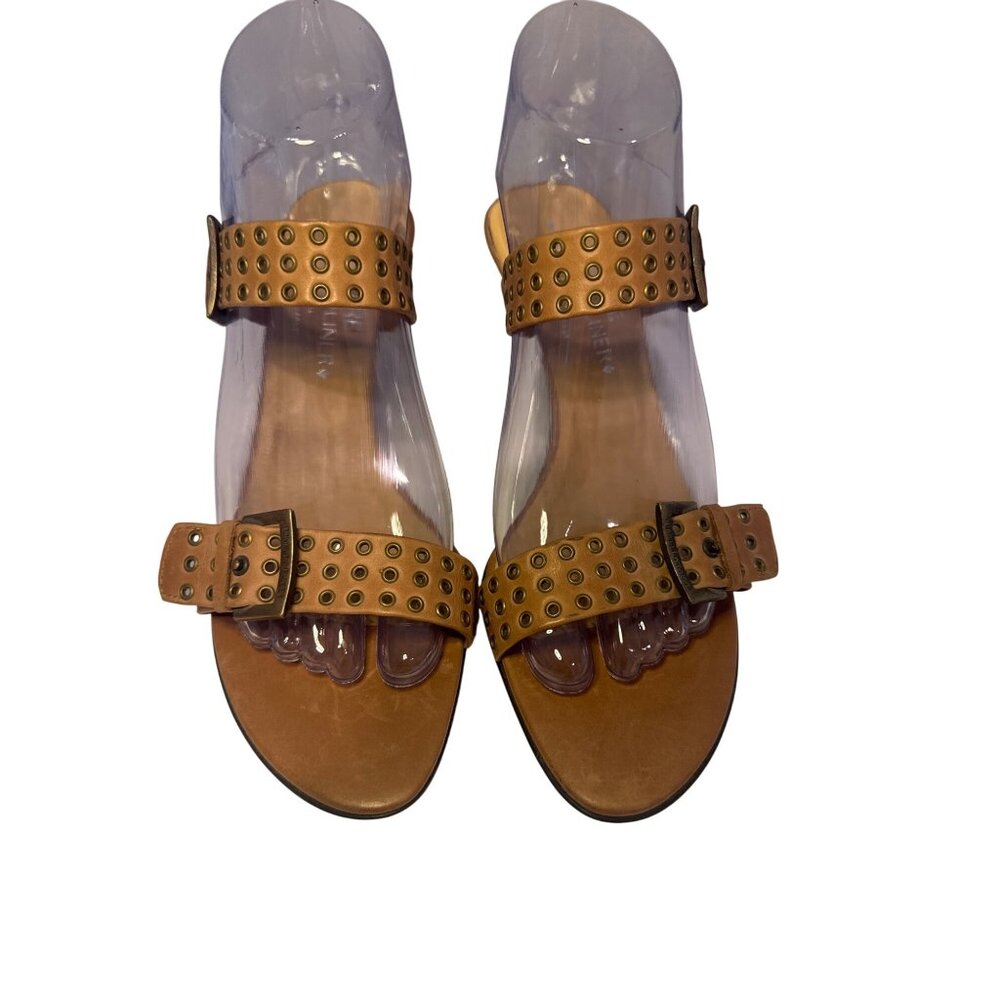 Donald Pliner Womens Shoes Sz 8 Tan Couture Italy Leather Designer Kitten Heel